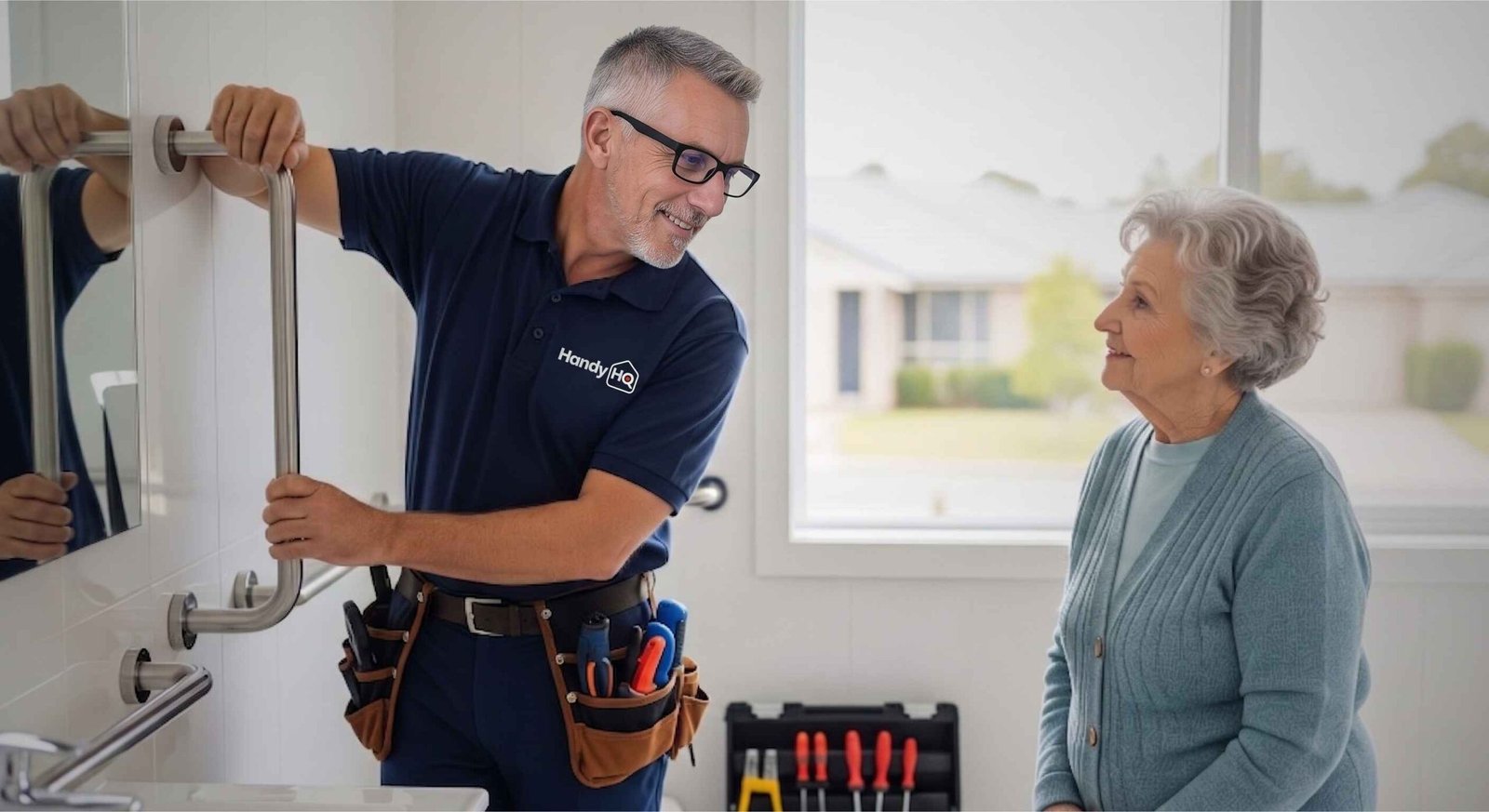 Darryl at work as a handyman in West Sussex
